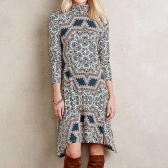 Anthropology Maeve Dress geometric shapes on a soft fabric.  Size small - Picture 1 of 1